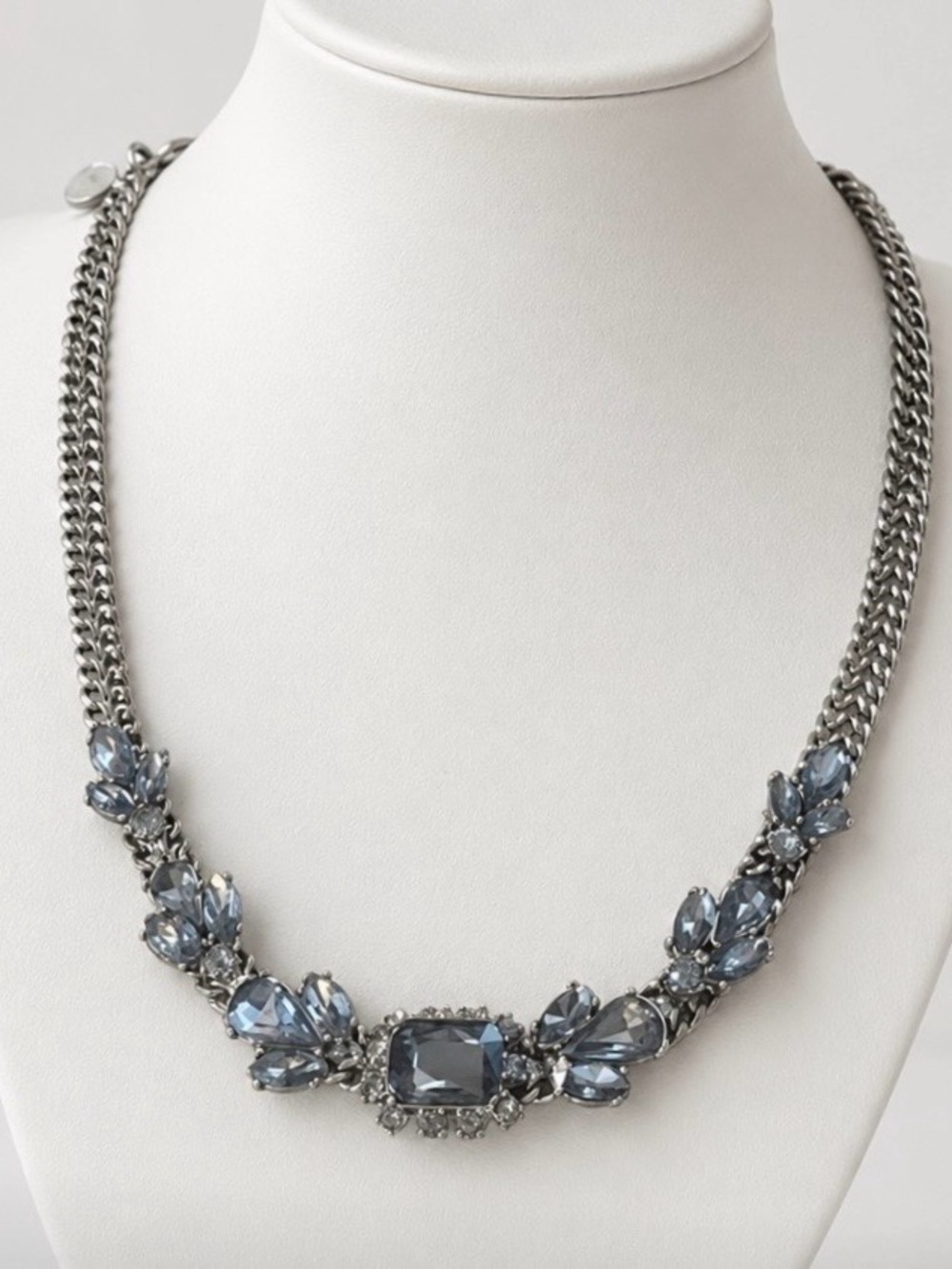Beautiful & unique Stainless Steel Crystal Statement Necklace. A showstopper.